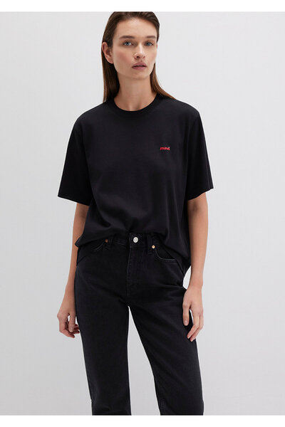 Mavi Logo Printed Black T-Shirt Loose Fit 1612122-900