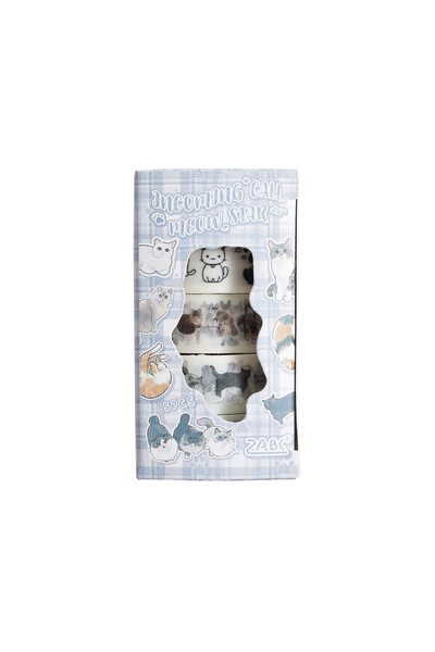 Choice JDX-1100-6 5 Rolls of Animal Pattern Washi Tape Set, Creative Cat Patt...