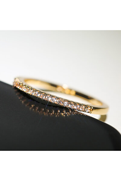 Choice 10 F554 Huitan 3 Colors Simple Band Women Rings Shiny Cubic Zirconia D...