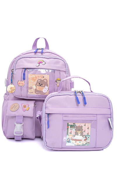 Wia Kawaii Kore Tarzı Ayıcıklı İlkokul ve Beslenme Çantası