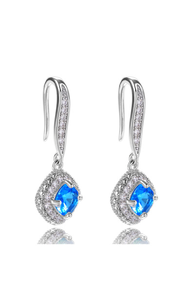 choice2 E511 Huitan New Trendy Luxury Silver Color Square Drop Earring Weddin...