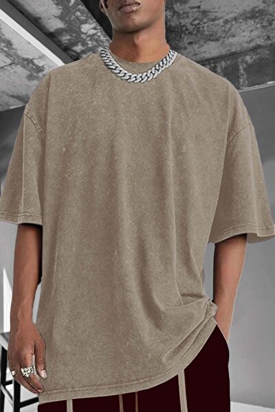 Millionaire Erkek Taş Oversize Asit Yıkamalı Eskitme Efektli Boyalı T-Shirt