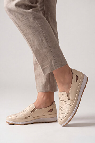 Liarca Pantofi de damă, ortopedici, perforați, confort casual BEIGE