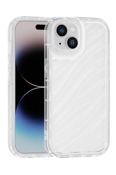 Vissona iPhone 15 Kılıf – Kabartmalı Parlak Desenli Darbe Emici Silikon Telef...