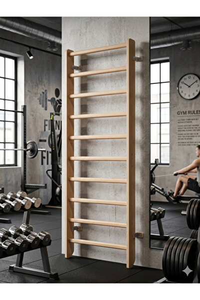 DizyWood 220 cm Ahşap İsveç Merdiveni Skolyoz Barı