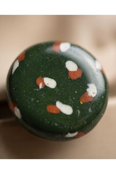 Dodemert Home Green Spotted Round Polymer Clay & Epoxy Handmade Nail Earrings