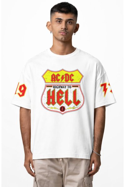 Fuddy Moda Μπλουζάκι Unisex AC-DC Highway To Hell 1973 με στάμπα στο μανίκι, ...