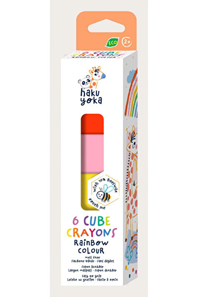 AVENİR Set of 6 cube-shaped crayons, Haku Yoka - rainbow colors