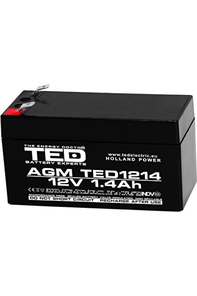 TED Electric Acumulator Stationar AGM VRLA Etans 12V 1.4A F1 T1, Dimensiuni 9...