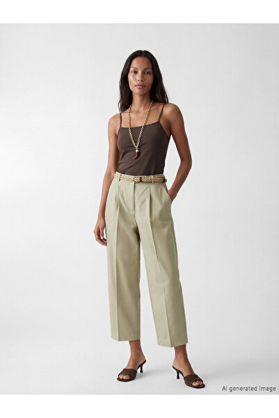 LC Waikiki Belted Linen-Look Women's Trousers