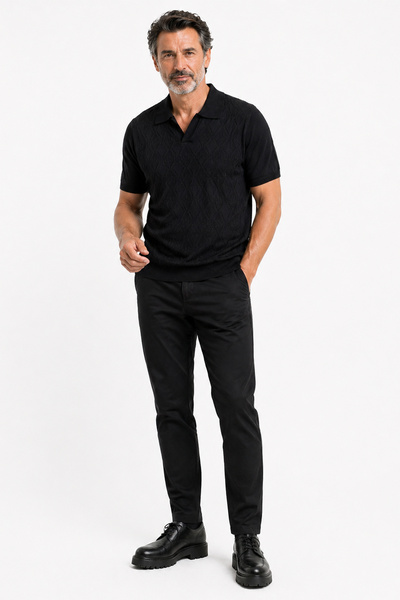 Pulltonic Tricou polo pentru bărbați, cu decolteu în V, cu model, din tricotaj
