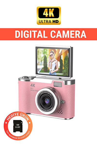 LK-007 4K UHD 48MP Digital Camera 18X Zoom Flash 32GB SD Card 180° Flip Screen Travel & Vlog Retro