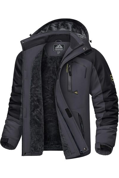 Dotail Kefitevd Ανδρικό Μπουφάν Σκι, Αδιάβροχο, Αποσπώμενη Κουκούλα, Μαύρο, Μ...