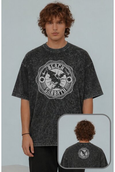 Fuddy Moda Unisex μπλουζάκι Black Sabbath με στάμπα στον αυχένα, που πλένεται...