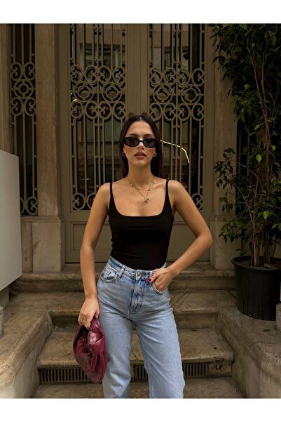 Cottera Kadın Askılı Vücudu Saran Jarse Basic Tanga Bodysuit