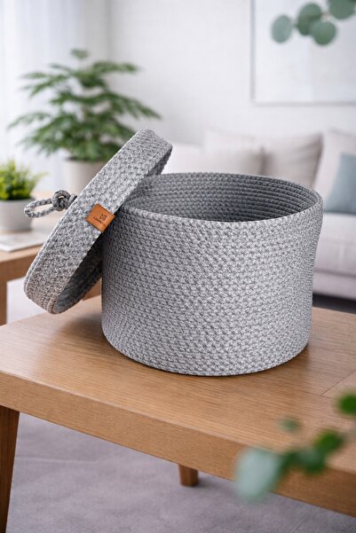 Bikaya Home Πλεκτό καλάθι με καπάκι |   Διακοσμητικό κουτί αποθήκευσης πολλαπ...