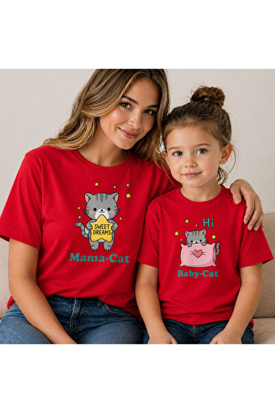 VODEXA Tricou supradimensionat pentru mamă, fată, pisicuță, tricou Twin, 100%...