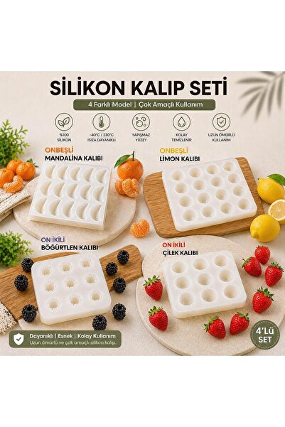 SBB 4'lü Set Silikon Meyve Kalıbı Serisi - Sabun, Mum, Taş tozu, Epoksi, Poly...