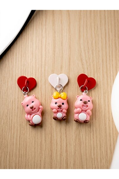 senfida Pembe ayıcıklar charm üçlü yapışkanlı telefon süsü yapışkanlı oto süs...