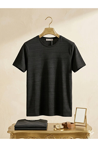 ATKGİYİM Men's Slim Fit Self-Patterned Slub Premium T-Shirt - Cotton Flexible...