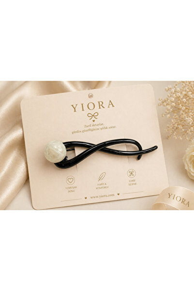 yiora Vintage ρετρό κομψό καφέ χρώμα με μαργαριτάρια κομμένα μαλλιά 11cm - Μο...