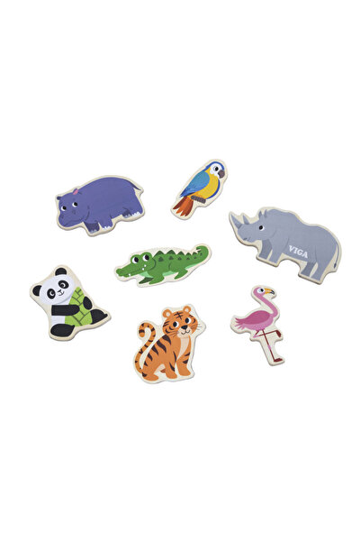 Viga Magnetic set Wild wooden animals (20 pieces),