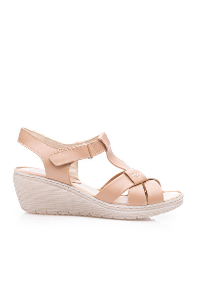 UrbanShoes Sandale cu platforma dama din piele naturala,Leofex-214 Nude Box