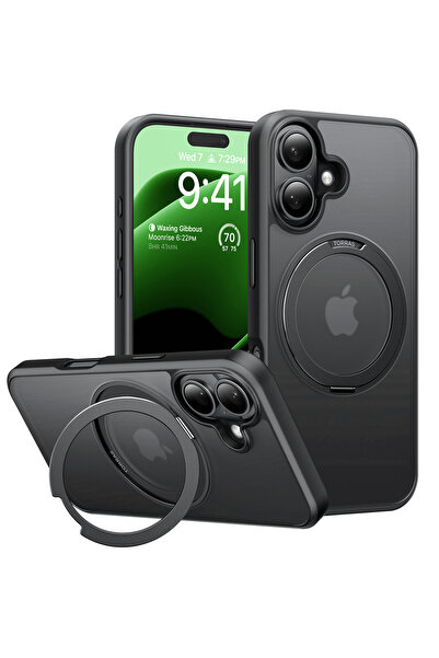 Stef's Cat Θήκη iPhone 16, Γάτα της Στεφ, Σειρά Ostand Pro MagSafe, Μαύρο