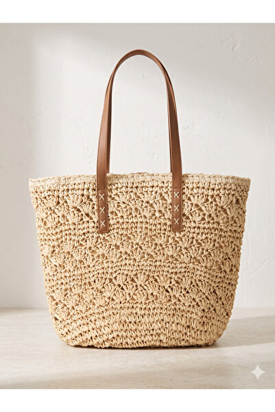 Luminos Butik Μπεζ Ψάθινη Τσάντα CNT1044