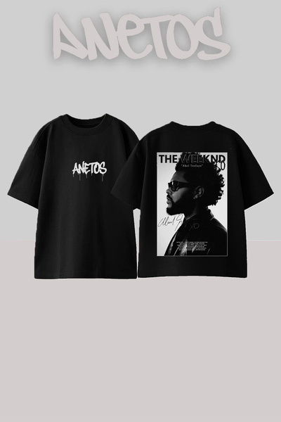 Anetos Μπλουζάκι The Weeknd Σχεδιασμού με τύπωμα στην πλάτη από μαύρο βαμβάκι...