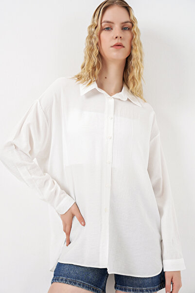 Bigdart Γυναικείο Μακρύ Υπερμεγέθες Πουκάμισο 20334 - Λευκό