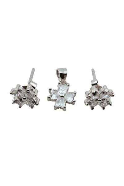 Vader Set Cercei si Pandantiv, Jolie Silver, Argint 925, Model Floare 4 Petal...
