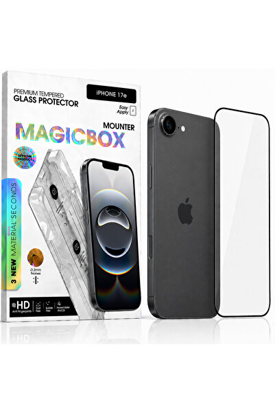 iPhone 17E Temperli Cam Ekran Koruyucu Magic Box Kolay Kurulum 9H Çizilmez Full Kaplama