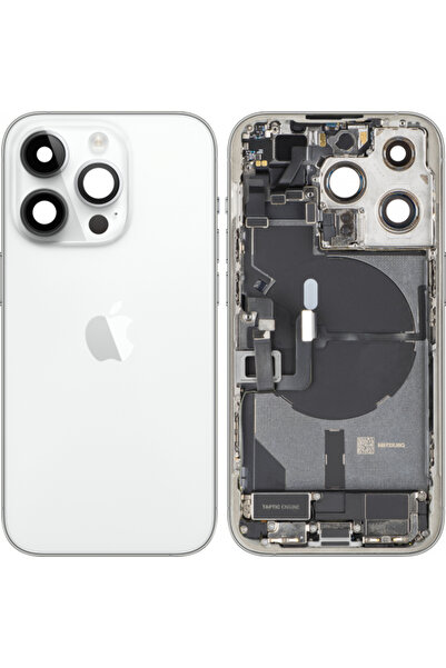 Apple iPhone 14 Pro Battery Cover, With Middle Housing, Full Parts, Silver, Swap