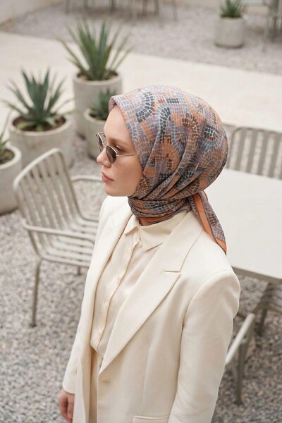 Silk Home Μαλακό Κασκόλ με Μοτίβο Μελωδίας Πορτοκαλί 90x90