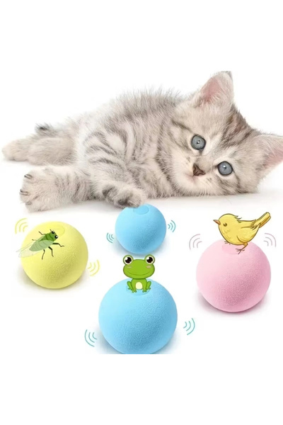 TTT Kedi Otlu 3 Sesli İnteraktif Top Kedi Oyuncağı