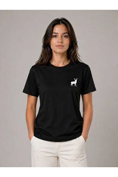 Wear Up Μπλουζάκι με λογότυπο Minimal Deer, με λαιμόκοψη πεζοπορικού τύπου, κ...