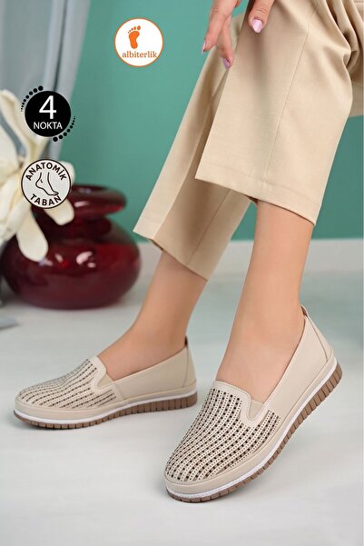 AlbiShoes Pantofi de damă cu 4 puncte, cu detalii din piatră, cu talpă anatom...
