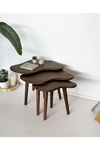 Fagus Wood 3'lü Zigon Bulut Sehpa Seti Masif Doğal Ahşap – İskandinav Modern ...