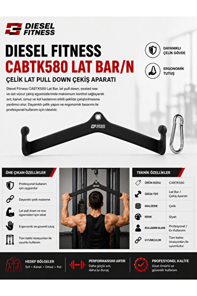 Diesel Fitness CABTK580 Lat Bar Çelik Lat Pull Down Çekiş Aparatı