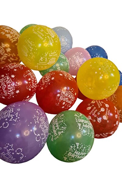 Party 100 Pieces Happy Birthday Balloons Multicolour 15 Inch