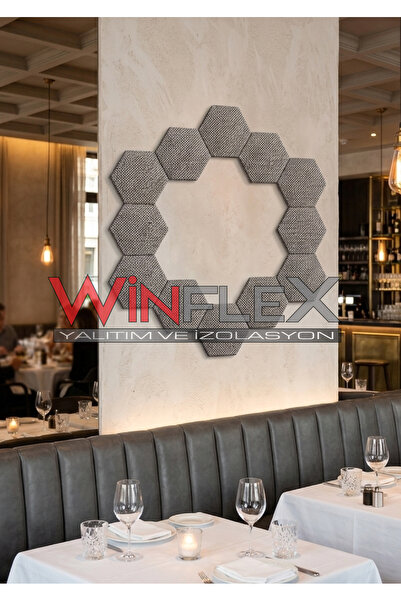 WİNFLEX DEKORATİF ALTIGEN AKUSTİK KUMAŞ KAPLI PANEL 12 ADET -(17x20CM)