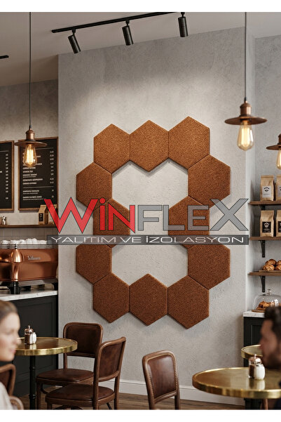 WİNFLEX DEKORATİF ALTIGEN AKUSTİK KUMAŞ KAPLI PANEL 12 ADET -(17x20CM)