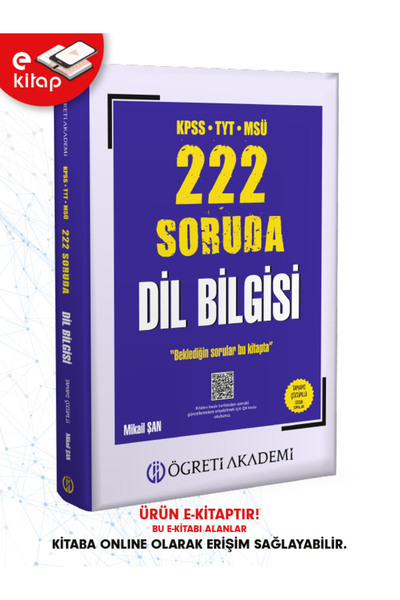 Pegem Akademi Yayıncılık KPSS-TYT-MSÜ 222 Soruda Dil Bilgisi Tamamı Çözümlü Ö...