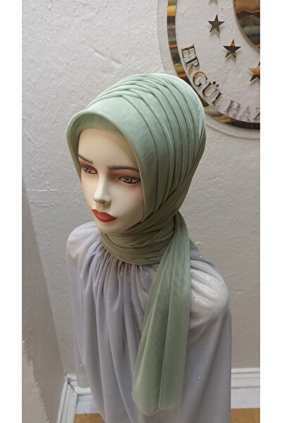 Ergül Duvak عمامة جاهزة موديل سيمزيز كيوف جرين، حجاب جاهز، شال جاهز، شال للسه...