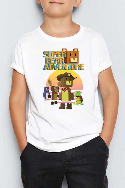 Morinna Super Bear Adventure Baskılı Unisex Çocuk Tişört T-Shirt MR-03