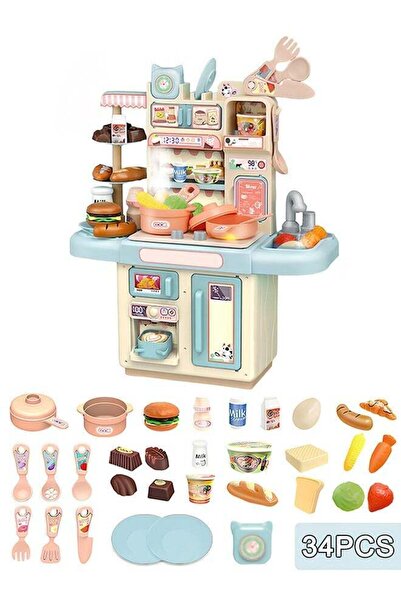 Generic 34Pcs Kids Kitchen Playset with Flowing Water Tap & LED Lights, Reali...
