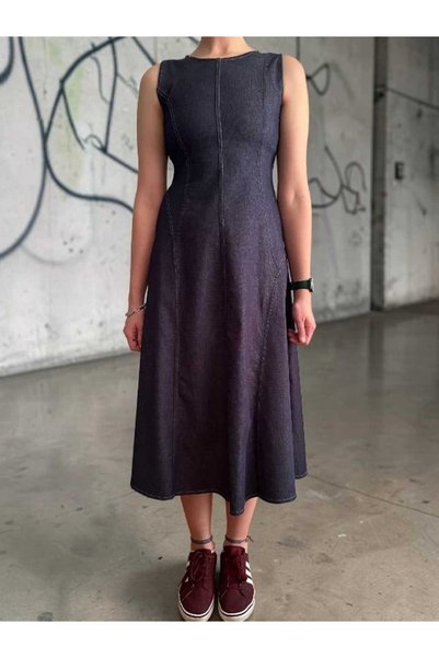 Bebeplus Flounced Pocket Midi Denim Dress