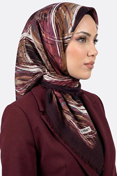 hadiora وشاح نسائي منقوش بنمط تجريدي بلون البرقوق