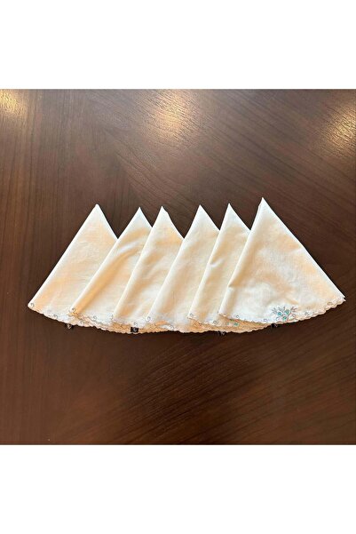 Tohfa Luxe White Round Embroidered Napkin Set – Set of 6, 50 cm Diameter, Cot...